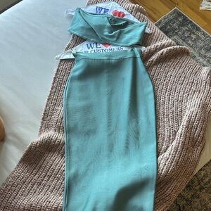 House of CB Strapless Teal Dress